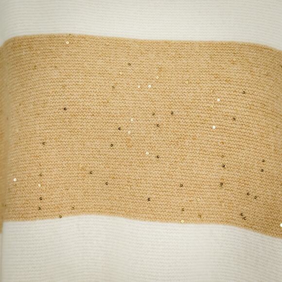 Talbots Plus Size 3X White Tan Sequin Stripe Mock Turtleneck Wool Blend Sweater - Picture 3 of 7